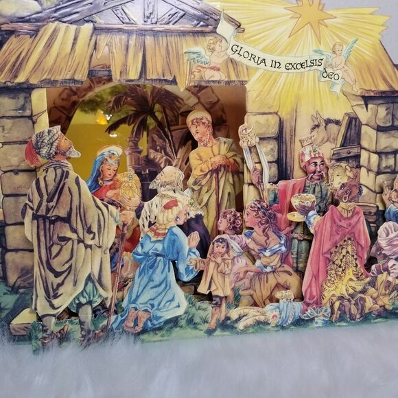 B. Shackman And Co. 1994 Christmas Nativity Jumbo Creche Card 3D Die Cut Pop Out - Picture 2 of 12